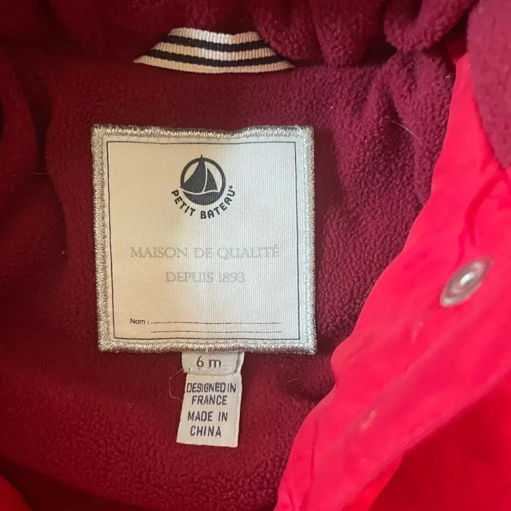 Petit Bateau‎ Fleece-lined Hooded Jacket Coat sz 6M $139